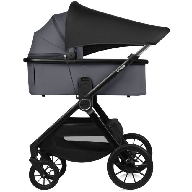 Carucior 3 in 1, Lionelo, Layla, Cadru din aluminiu, Cu landou intarit si salteluta din spuma AiryDots, Scoica auto, Reversibil, Cu sistem de ventilatie 3D, Cu accesorii, Pana la 22 kg, EN1888-1 EN1888-2 EN1466 ECE R129, Gri BYNLO-LAYLA_3IN1_GREY_STONE