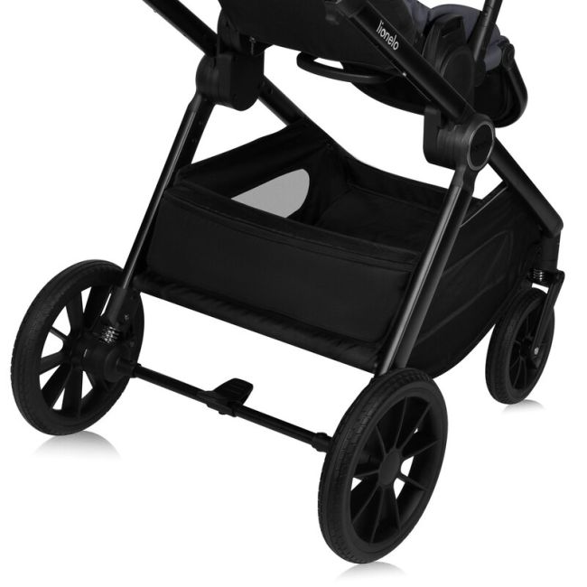 Carucior 3 in 1, Lionelo, Layla, Cadru din aluminiu, Cu landou intarit si salteluta din spuma AiryDots, Scoica auto, Reversibil, Cu sistem de ventilatie 3D, Cu accesorii, Pana la 22 kg, EN1888-1 EN1888-2 EN1466 ECE R129, Gri BYNLO-LAYLA_3IN1_GREY_STONE