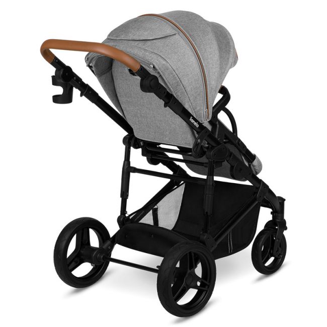 Lionelo - Carucior 2 in 1 Mari Tour, Transformabil, Cu landou cu salteluta moale, Reversibil, Maner ajustabil, Plasa de tantari, Husa de picioare, Geanta parinti, 22 kg, Conform cu standardele europene de securitate EN1888 si EN1466, Gri BYNLO-MARI_TOUR_2