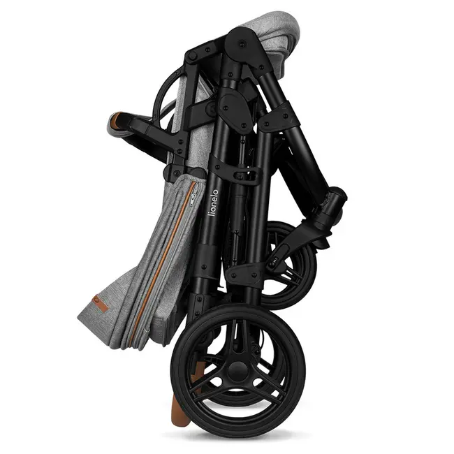 Lionelo - Carucior 2 in 1 Mari Tour, Transformabil, Cu landou cu salteluta moale, Reversibil, Maner ajustabil, Plasa de tantari, Husa de picioare, Geanta parinti, 22 kg, Conform cu standardele europene de securitate EN1888 si EN1466, Gri BYNLO-MARI_TOUR_2