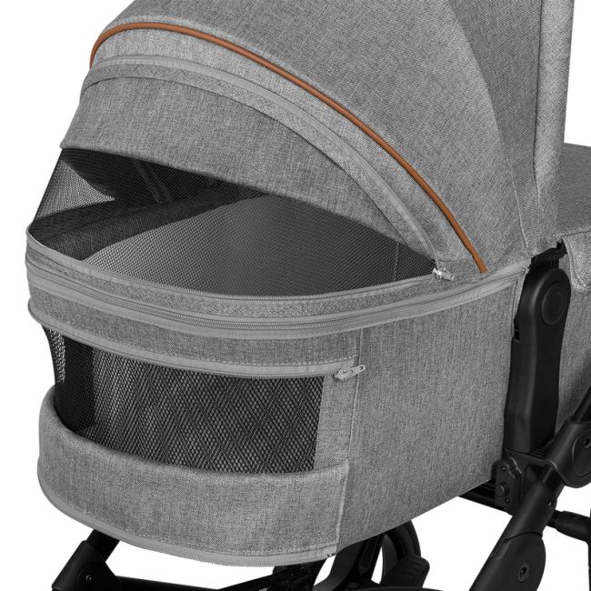 Lionelo - Carucior 2 in 1 Mari Tour, Transformabil, Cu landou cu salteluta moale, Reversibil, Maner ajustabil, Plasa de tantari, Husa de picioare, Geanta parinti, 22 kg, Conform cu standardele europene de securitate EN1888 si EN1466, Gri BYNLO-MARI_TOUR_2
