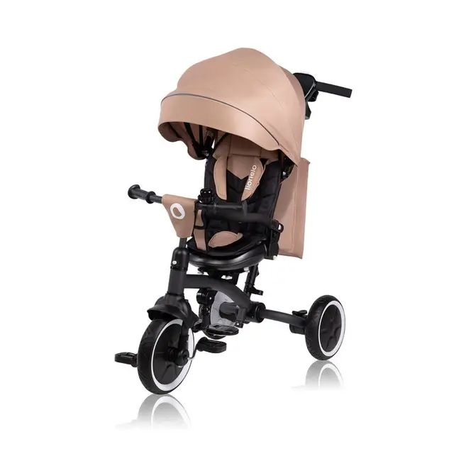 Tricicleta copii, Lionelo, Tris Plus, Ultrapliabila, Multifunctionala, Pana la 25 kg, Inclinare spatar in fata si in spate, Suport picioare, Control al directiei, Scaun reversibil, Rotire 360 grade, Conform cu EN71, 9 luni-5 ani, Bej BYNLO-TRIS_PLUS_BEIGE