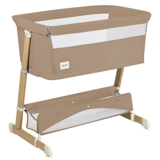 Patut co-sleeper, Lionelo, Thomi Plus, 5 in 1, Multifunctional, Sustine pana la 9 kg ca patut, 15 kg tarc de joaca, 100 kg canapea, Inaltime reglabila in 7 pozitii, De la nastere pana la 4 ani, Cu 2 saltele din spuma T25, 94x70x77-93,5 cm, Maro BYNLO-THOM