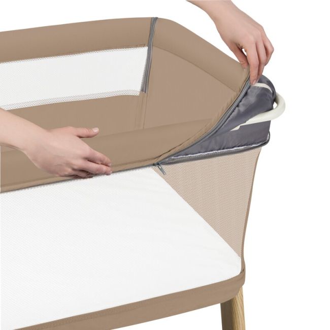 Patut co-sleeper, Lionelo, Thomi Plus, 5 in 1, Multifunctional, Sustine pana la 9 kg ca patut, 15 kg tarc de joaca, 100 kg canapea, Inaltime reglabila in 7 pozitii, De la nastere pana la 4 ani, Cu 2 saltele din spuma T25, 94x70x77-93,5 cm, Maro BYNLO-THOM