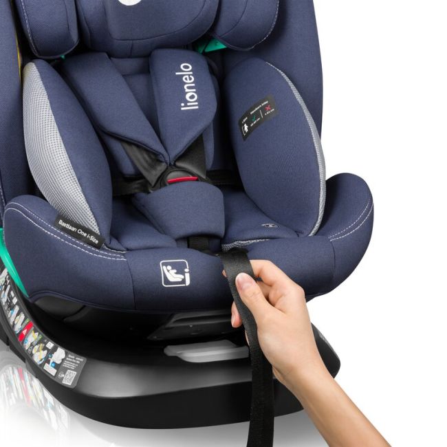 Scaun auto, Lionelo, Bastiaan One i-Size, 4 in 1, Protectie laterala, Cu spatar inclinabil in 4 pozitii, Cu tetiera reglabila in 13 pozitii, Rotire 360 grade, Top Tether, 0-36 Kg, 40-150 cm, Cu Isofix, Conform cu ECE R129, Albastru BYNLO-BASTIAAN_ONE_I-SI