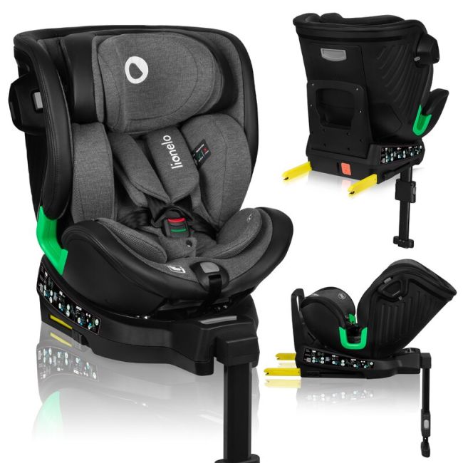 Scaun auto, Lionelo, Harmony i-Size, Rotire 360 grade, Protectie laterala, Cu spatar reglabil in 5 pozitii, Cu tetiera reglabila in 12 pozitii, 0-36 Kg, 40-150 cm, Cu Isofix, Husa din bambus, Conform cu ECE R129, Gri inchis BYNLO-HARMONY_I-SIZE_GREY_GRAPH