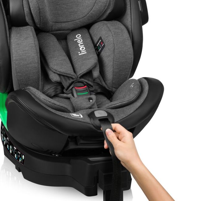 Scaun auto, Lionelo, Harmony i-Size, Rotire 360 grade, Protectie laterala, Cu spatar reglabil in 5 pozitii, Cu tetiera reglabila in 12 pozitii, 0-36 Kg, 40-150 cm, Cu Isofix, Husa din bambus, Conform cu ECE R129, Gri inchis BYNLO-HARMONY_I-SIZE_GREY_GRAPH