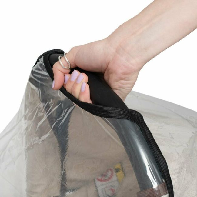 Aparatoare de ploaie, New Baby, Pentru scoica, Cu orificiu pentru un contact mai bun cu cel mic, Fara substante nocive, Transparent/Black BYN52633