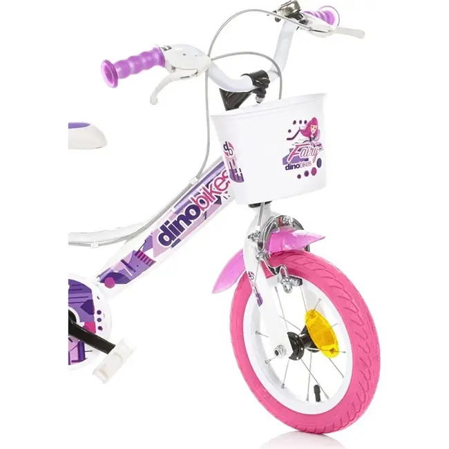 Bicicleta copii dino bikes 12' fairy alb hubdb-124rsn-05fy