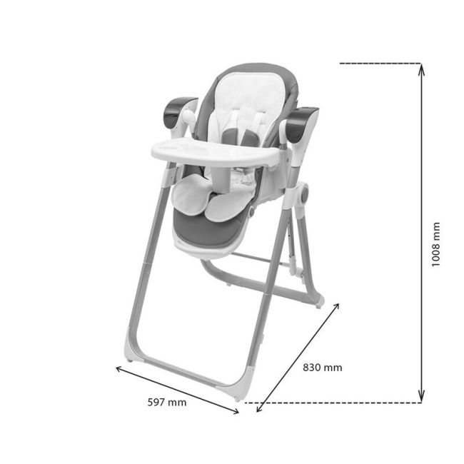 Scaun de masa 2 in 1, New Baby, Smart, Poate fi utilizat si ca leagan pentru copii, Cu telecomanda, Spatar reglabil in 4 pozitii, Cu 5 viteze de leganare, Cu melodii si jucarii, 0-36 luni, Grey BYN56307