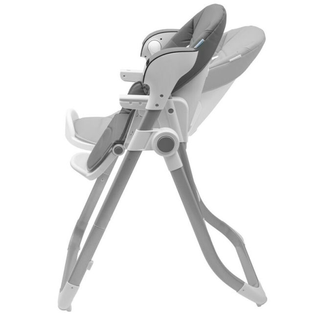 Scaun de masa 2 in 1, New Baby, Smart, Poate fi utilizat si ca leagan pentru copii, Cu telecomanda, Spatar reglabil in 4 pozitii, Cu 5 viteze de leganare, Cu melodii si jucarii, 0-36 luni, Grey BYN56307