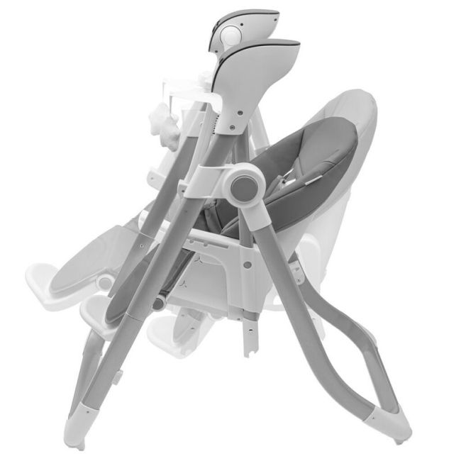 Scaun de masa 2 in 1, New Baby, Smart, Poate fi utilizat si ca leagan pentru copii, Cu telecomanda, Spatar reglabil in 4 pozitii, Cu 5 viteze de leganare, Cu melodii si jucarii, 0-36 luni, Grey BYN56307