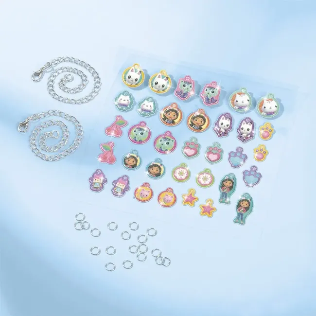 Set 2 in 1 gabby's dollhouse -  bratari cu pandantive & carioci de suflat