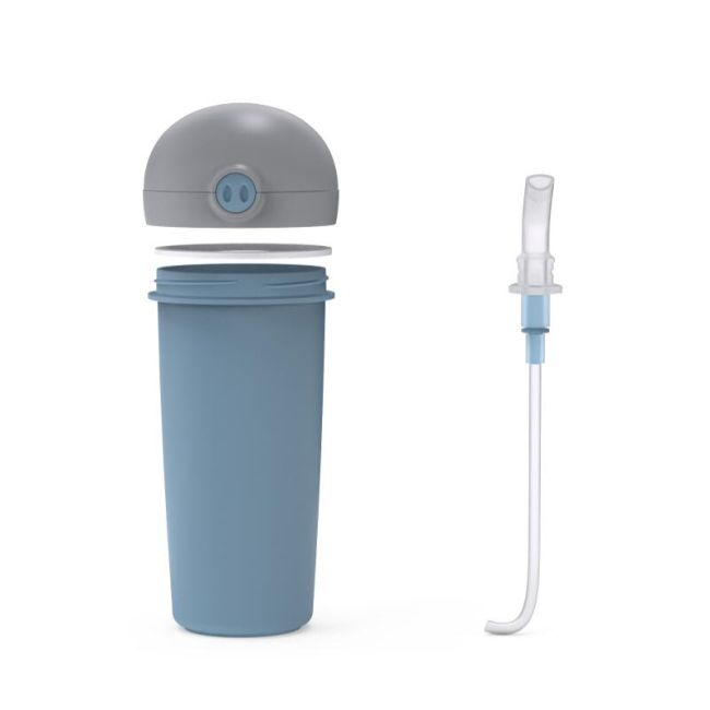 Sticla de plastic cu pai nava 380ml albastru smb10-259-041