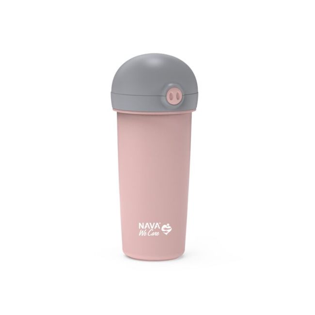 Sticla de plastic cu pai nava 380ml roz smb10-259-040