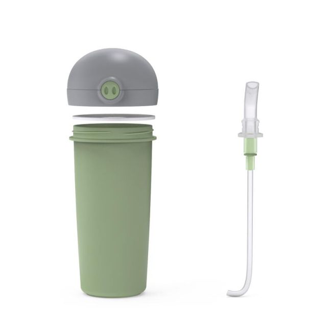 Sticla de plastic cu pai nava 380ml verde smb10-259-042