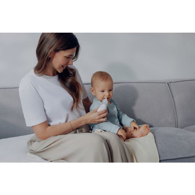 Aspirator nazal, Lionelo, Babyair, Cu forta de aspiratie reglabila in 3 trepte, Usor si portabil, Fara fir, Cu 2 varfuri din silicon, Silentios, 0 luni+, White BYNLOC-BABYAIR