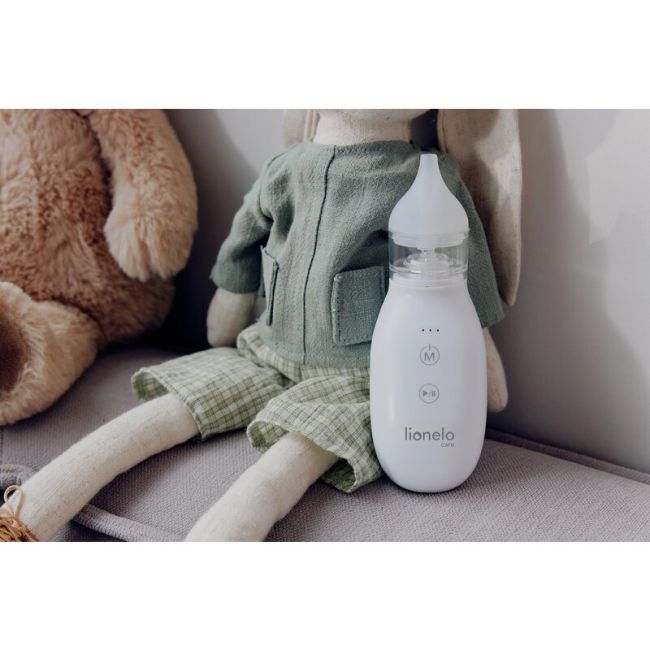 Aspirator nazal, Lionelo, Babyair, Cu forta de aspiratie reglabila in 3 trepte, Usor si portabil, Fara fir, Cu 2 varfuri din silicon, Silentios, 0 luni+, White BYNLOC-BABYAIR