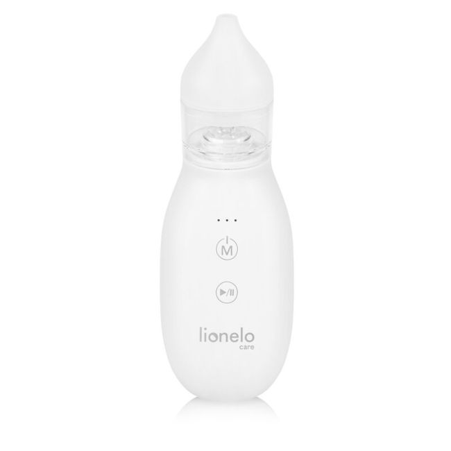 Aspirator nazal, Lionelo, Babyair, Cu forta de aspiratie reglabila in 3 trepte, Usor si portabil, Fara fir, Cu 2 varfuri din silicon, Silentios, 0 luni+, White BYNLOC-BABYAIR