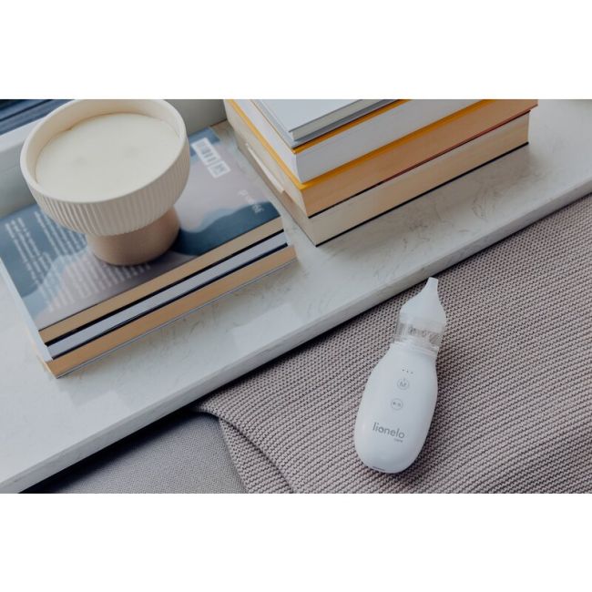Aspirator nazal, Lionelo, Babyair, Cu forta de aspiratie reglabila in 3 trepte, Usor si portabil, Fara fir, Cu 2 varfuri din silicon, Silentios, 0 luni+, White BYNLOC-BABYAIR