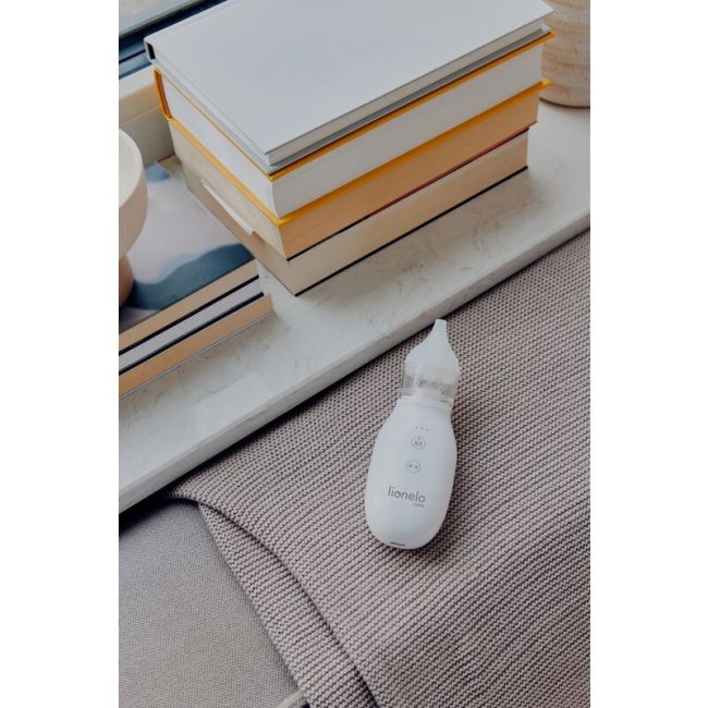 Aspirator nazal, Lionelo, Babyair, Cu forta de aspiratie reglabila in 3 trepte, Usor si portabil, Fara fir, Cu 2 varfuri din silicon, Silentios, 0 luni+, White BYNLOC-BABYAIR