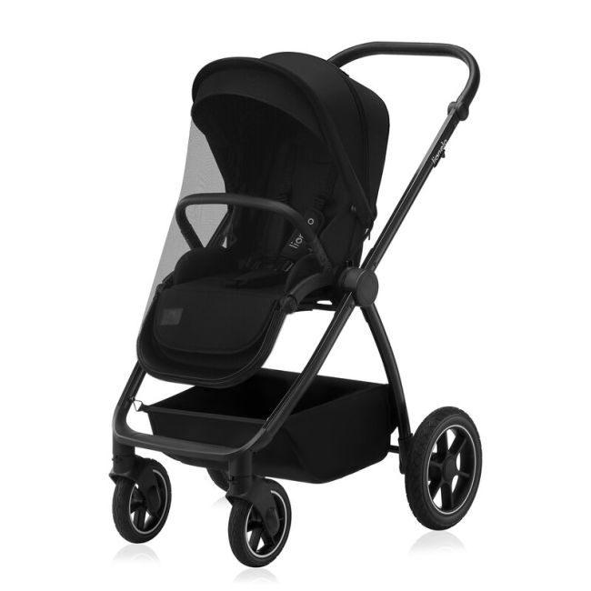 Carucior 2 in 1, Lionelo, Meril, Cu landou si scaun cu dimensiune XL, Reversibil, Cu sistem de ventilatie 3D, Cu accesorii, Pana la 22 kg, Conform cu EN1888-1 EN1888-2, EN1466, Negru BYNLO-MERIL_2IN1_BLACK_ONYX