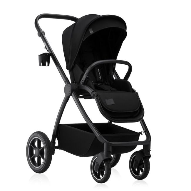 Carucior 2 in 1, Lionelo, Meril, Cu landou si scaun cu dimensiune XL, Reversibil, Cu sistem de ventilatie 3D, Cu accesorii, Pana la 22 kg, Conform cu EN1888-1 EN1888-2, EN1466, Negru BYNLO-MERIL_2IN1_BLACK_ONYX
