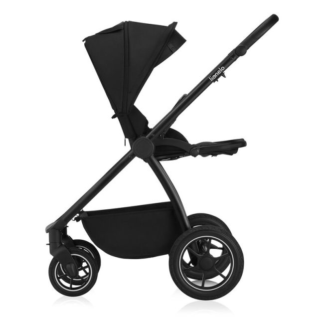 Carucior 2 in 1, Lionelo, Meril, Cu landou si scaun cu dimensiune XL, Reversibil, Cu sistem de ventilatie 3D, Cu accesorii, Pana la 22 kg, Conform cu EN1888-1 EN1888-2, EN1466, Negru BYNLO-MERIL_2IN1_BLACK_ONYX