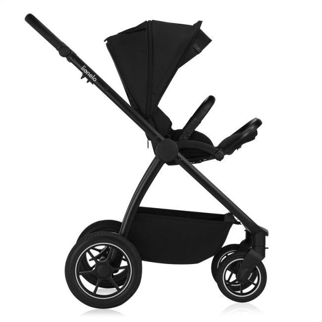 Carucior 2 in 1, Lionelo, Meril, Cu landou si scaun cu dimensiune XL, Reversibil, Cu sistem de ventilatie 3D, Cu accesorii, Pana la 22 kg, Conform cu EN1888-1 EN1888-2, EN1466, Negru BYNLO-MERIL_2IN1_BLACK_ONYX