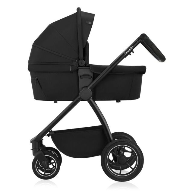 Carucior 2 in 1, Lionelo, Meril, Cu landou si scaun cu dimensiune XL, Reversibil, Cu sistem de ventilatie 3D, Cu accesorii, Pana la 22 kg, Conform cu EN1888-1 EN1888-2, EN1466, Negru BYNLO-MERIL_2IN1_BLACK_ONYX