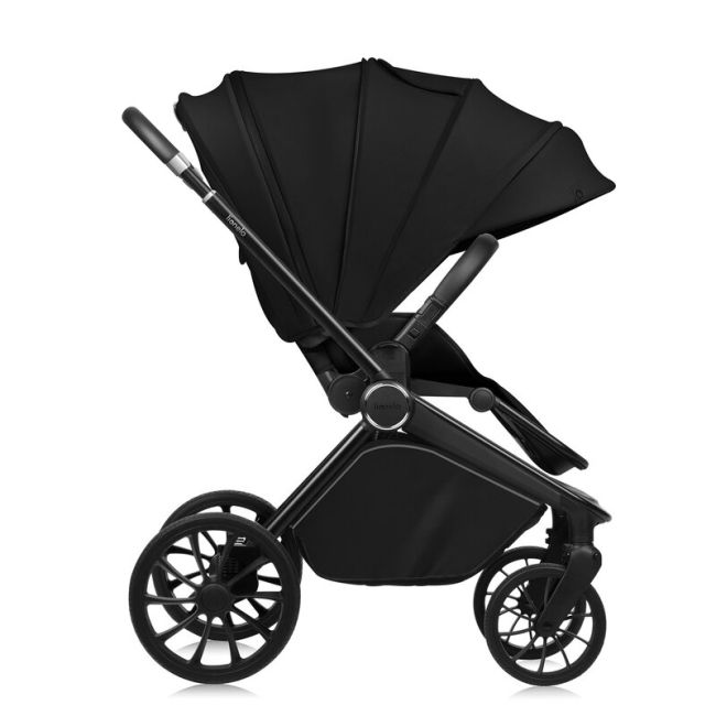 Carucior 2 in 1, Lionelo, Mika Plus, Cadru din aluminiu, Cu landou intarit si salteluta moale, Reversibil, Cu sistem de ventilatie 3D, Cu accesorii, Pana la 22 kg, Conform cu EN1888-1 EN1888-2, EN1466, Negru BYNLO-MIKA_PLUS_2IN1_BLACK_ONYX