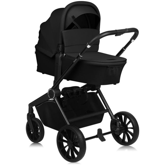 Carucior 2 in 1, Lionelo, Mika Plus, Cadru din aluminiu, Cu landou intarit si salteluta moale, Reversibil, Cu sistem de ventilatie 3D, Cu accesorii, Pana la 22 kg, Conform cu EN1888-1 EN1888-2, EN1466, Negru BYNLO-MIKA_PLUS_2IN1_BLACK_ONYX