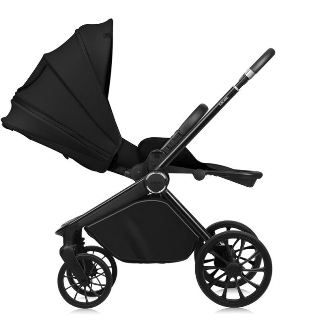 Carucior sport, Lionelo, Mika Plus, Cadru din aluminiu, Cu maner reversibil, Copertina XXL, Spatar reglabil in 3 pozitii, Cu accesorii, Pana la 22 kg, 6-48 luni; EN1888-1, EN1888-2 EN1466, Negru BYNLO-MIKA_PLUS_BLACK_ONYX
