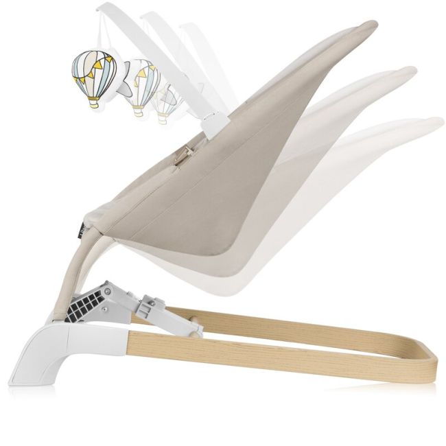 Fotoliu balansoar, Lionelo, Lilac, Cu arcada cu jucarii, Ergonomic, Reglare spatar in 3 pozitii, Pernuta moale invelita in tesatura de bambus, Pliabil, 0-6 luni, Bej BYNLO-LILAC_BEIGE_SAND