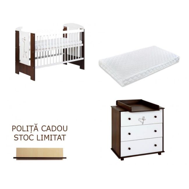 Mobilier Camera copii Si Bebelusi KLUPS SAFARI GIRAFFE Wenge 2 + Polita CADOU (Stoc LIMITAT) MYK00081178