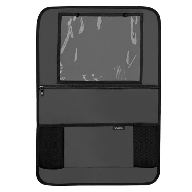 Organizator auto, Lionelo, Cu 5 buzunare de diferite dimensiuni, Cu buzunar pentru tableta, Montare cu clema, Piele ecologica, Impermeabila, Gri BYNLO-SEATORGANIZER_GREY