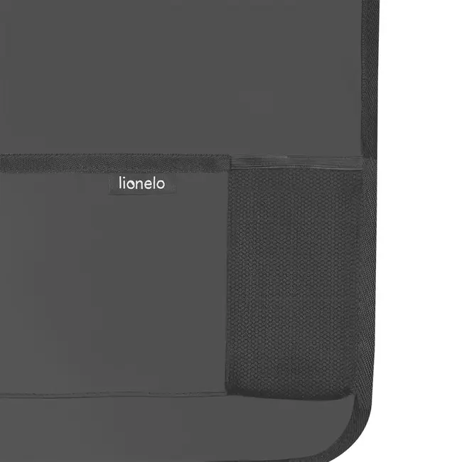 Organizator auto, Lionelo, Cu 5 buzunare de diferite dimensiuni, Cu buzunar pentru tableta, Montare cu clema, Piele ecologica, Impermeabila, Negru BYNLO-SEATORGANIZER_BLACK