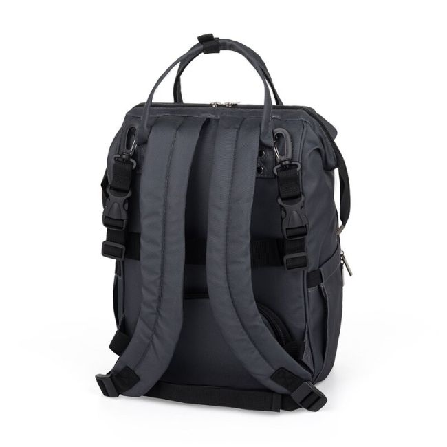 Rucsac pentru mamici, Petite&Mars, Jack, Cu 11 compartimente, Cu buzunare termice, Saltea de infasat inclusa, 30 x 42 x 15 cm, Ultimate Grey BYN507840