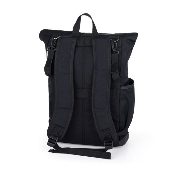 Rucsac pentru mamici, Petite&Mars, Jakob, Cu 8 compartimente, Cu buzunar termic, Saltea de infasat inclusa, 30 x 46 x 15 cm, Absolute Black BYN510832