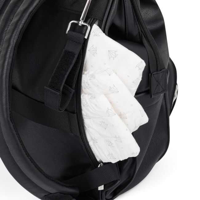 Rucsac pentru mamici, Petite&Mars, Jasper, Cu 12 compartimente, Cu buzunare termice, Saltea de infasat inclusa, 27 x 41 x 14 cm, Absolute Black BYN511832