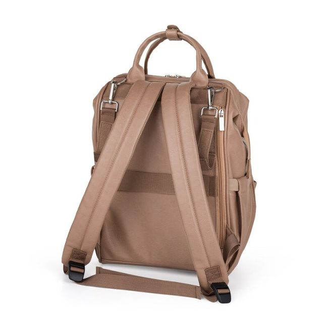 Rucsac pentru mamici, Petite&Mars, Jasper, Cu 12 compartimente, Cu buzunare termice, Saltea de infasat inclusa, 27 x 41 x 14 cm, Camel Beige BYN511570