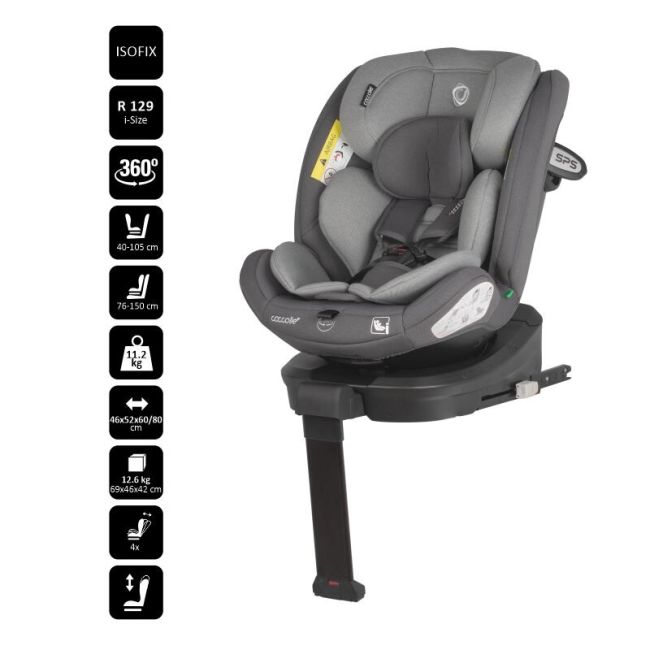 Scaun auto isize 40-150 cm coccolle sidra diamond black + coccolle protectie bancheta auto mica smb324087160320000760