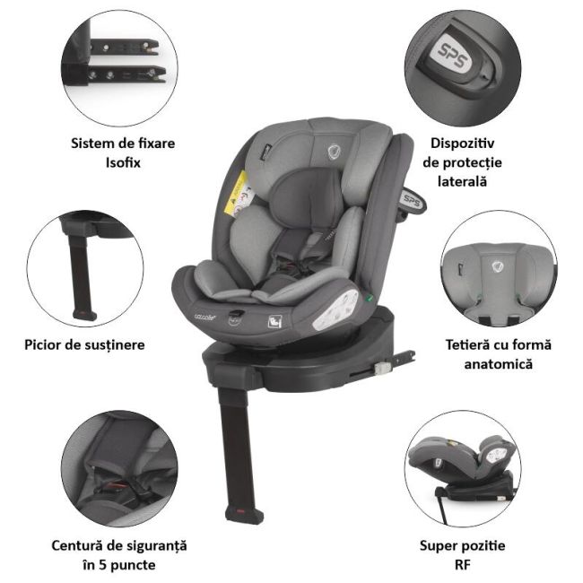 Scaun auto isize 40-150 cm coccolle sidra diamond black + coccolle protectie bancheta auto mica smb324087160320000760