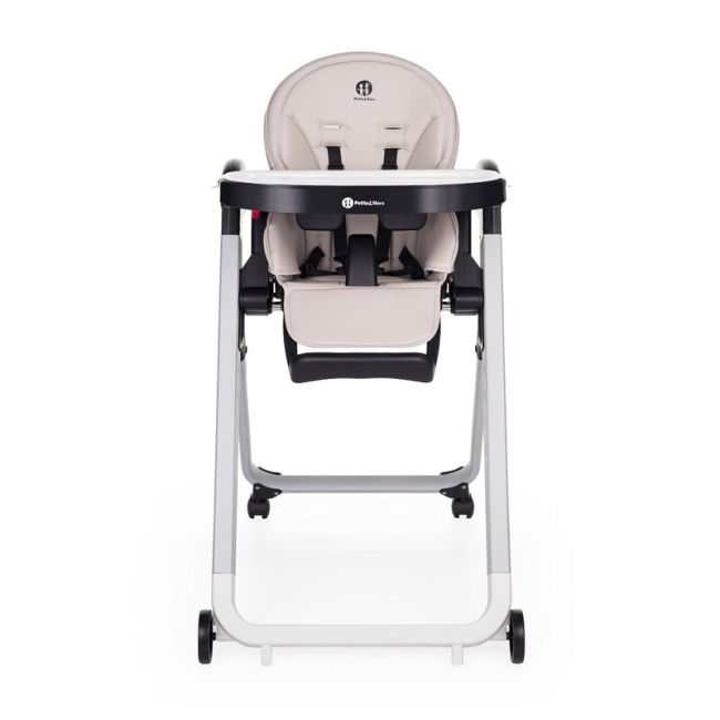 Scaun de masa, Petite&Mars, Tasty, Multifunctional, Pana la 15 kg, Reglabil pe inaltime in 7 pozitii, Spatar reglabil pana la 175 grade, Suport picioare si tavita reglabile, Cu roti, Aluminiu, Jasmine Honey BYN361834