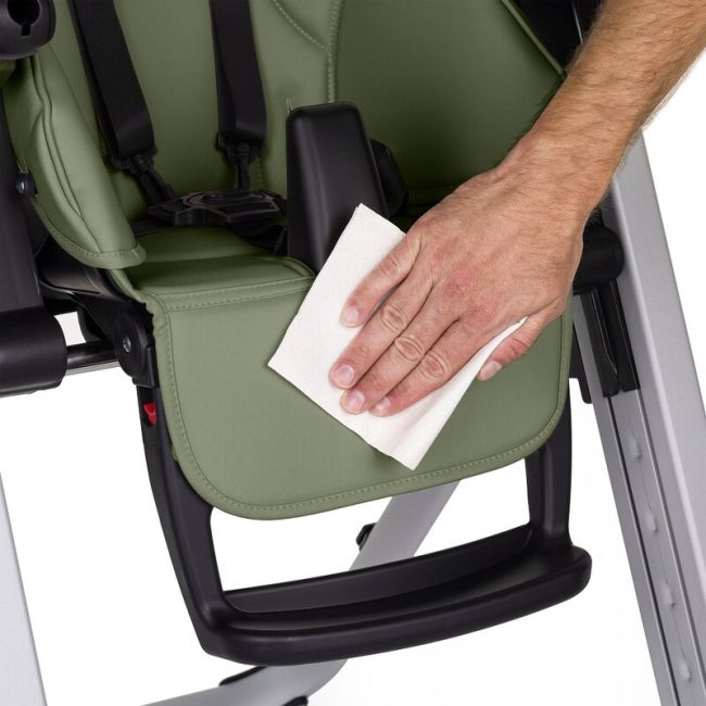 Scaun de masa, Petite&Mars, Tasty, Multifunctional, Pana la 15 kg, Reglabil pe inaltime in 7 pozitii, Spatar reglabil pana la 175 grade, Suport picioare si tavita reglabile, Cu roti, Aluminiu, Mature Olive BYN361841