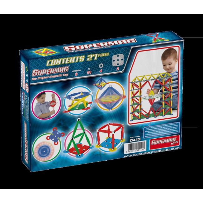 Set de constructie magnetic supermag classic, 27 piese spm0413