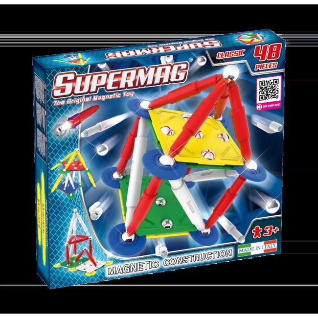 Set de constructie magnetic supermag classic, 48 piese spm0400