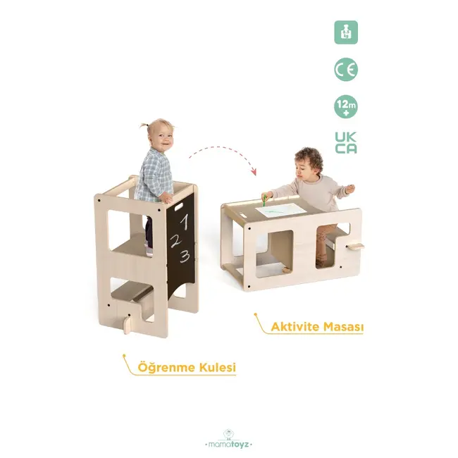 Turn de invatare multifunctional Kule Flip, Natur, MamaToyz JEMMtyz_flipn