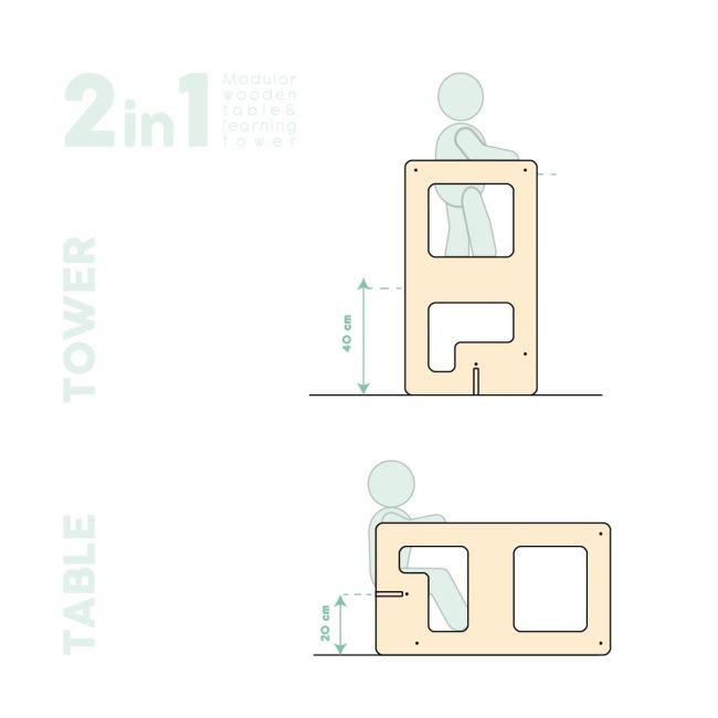Turn de invatare multifunctional Kule Flip, Natur, MamaToyz JEMMtyz_flipn