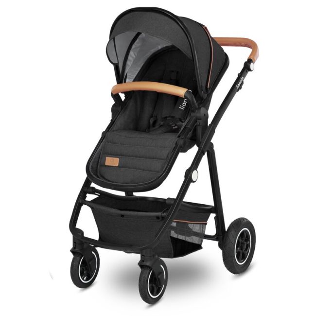Lionelo - Carucior compact Amber, 3 in 1, Cadru din aluminiu, Cu landou intarit si salteluta moale, Scoica auto, Reversibil, Maner ajustabil, Huse pentru picioare, Plasa de tantari, Husa de ploaie, Geanta parinti, Pana la 22 kg, Gri Grafit BYNLO-AMBER_3IN